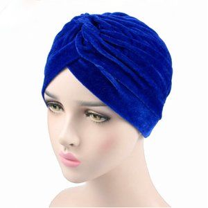 Plush Royal Blue Velvet Pinup Turban cloche hat Pinup